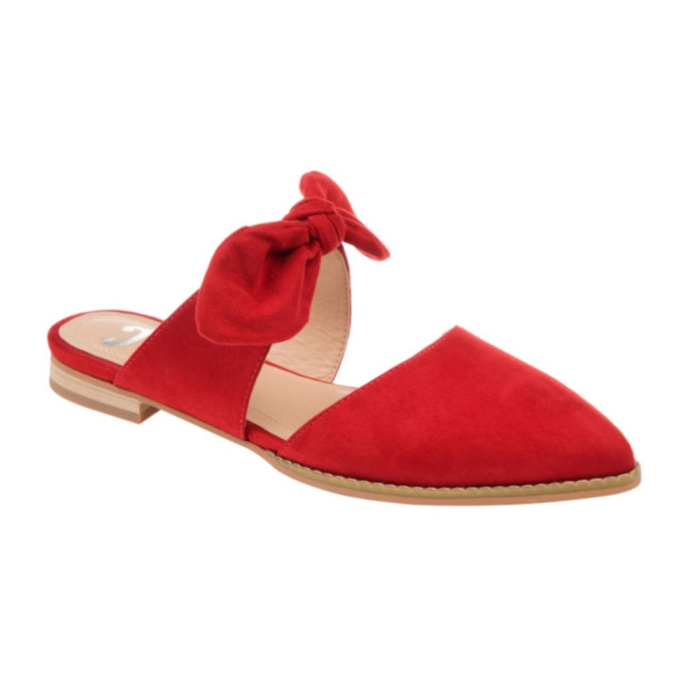 Journee Red Slip-On Telulah Mule with Bow on Strap